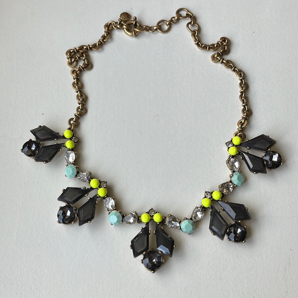 J. Crew Neon Art Deco Statement Necklace